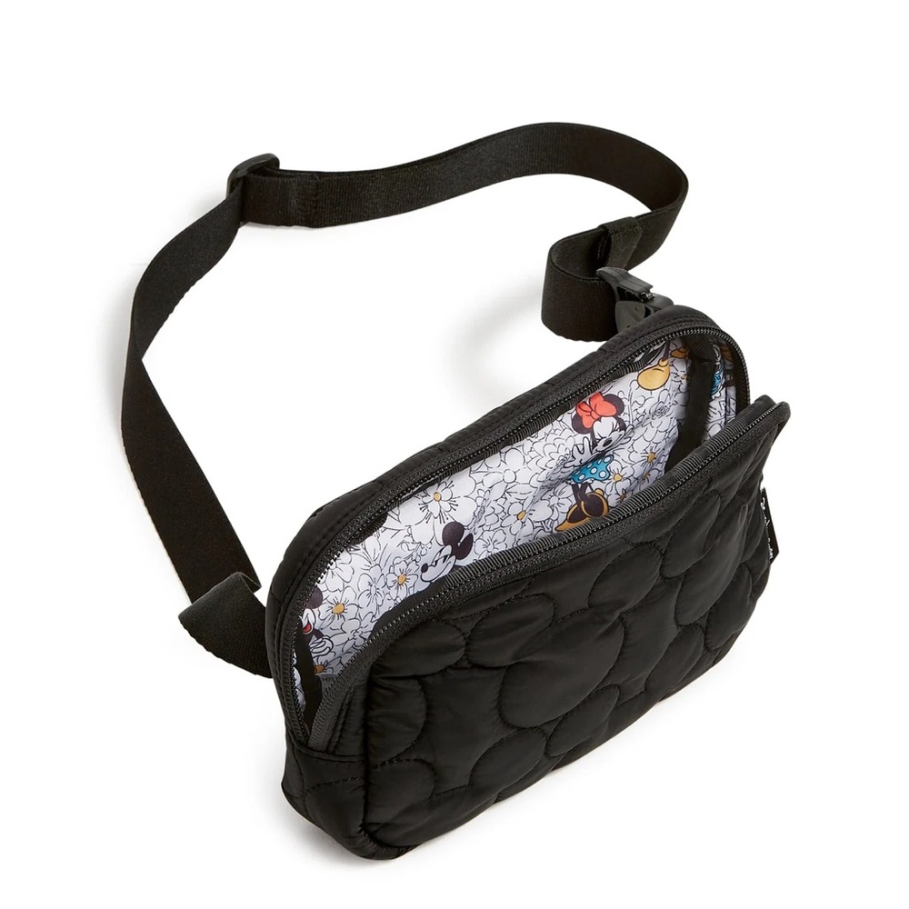 New Vera Bradley Disney Mini Belt Bag Black Featherweight Quilted Mickey Ears